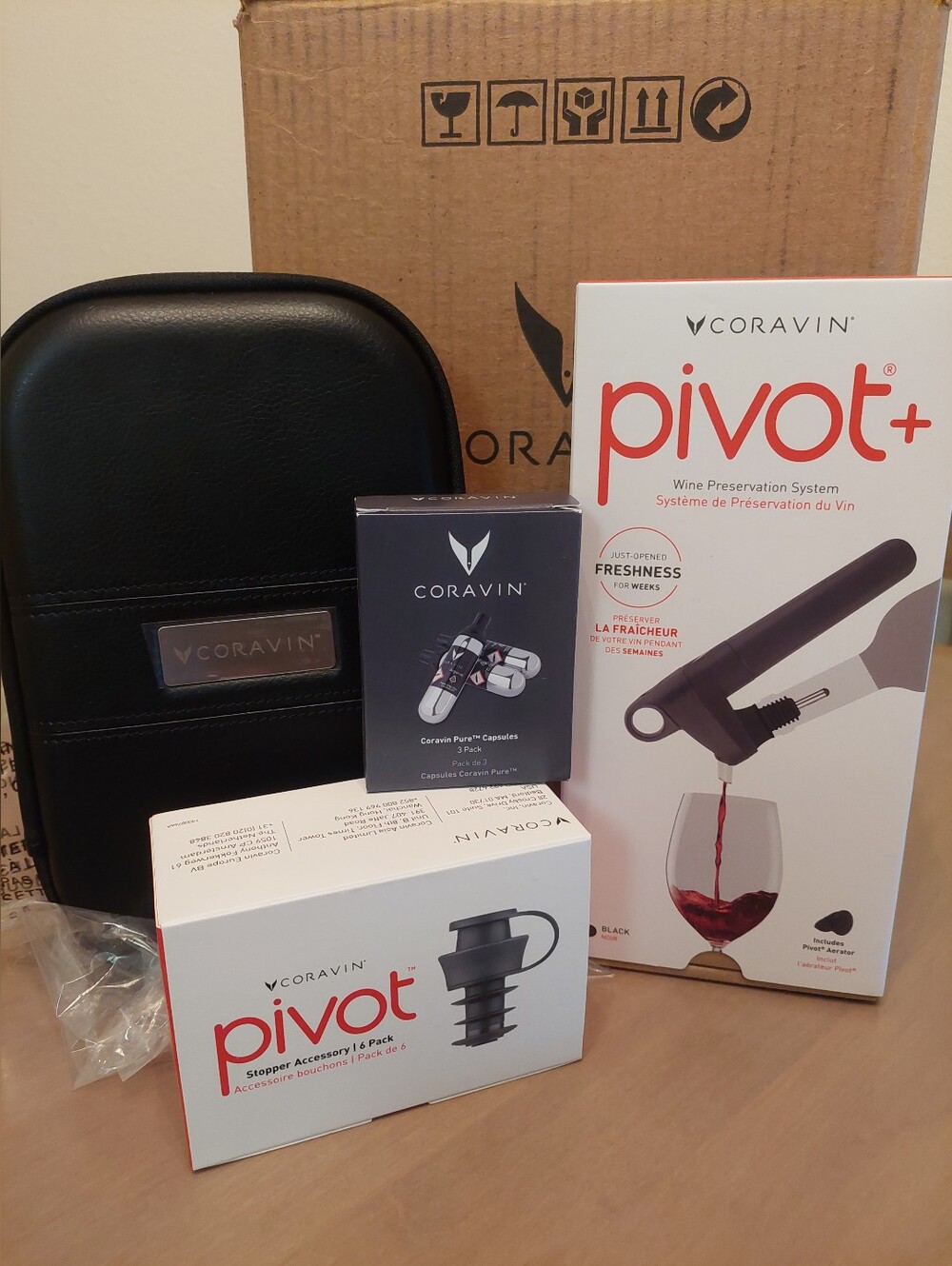 Coravin Pivot+ Wine Preservation System w/ Carry Case, Extra Capsules & Stoppers